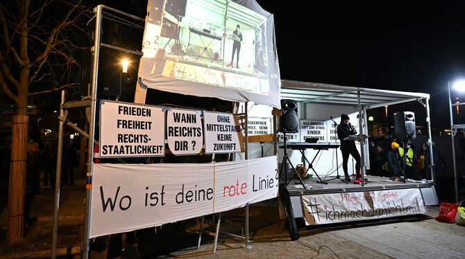 Kundgebung im Bürgerpark von Reutlingen.