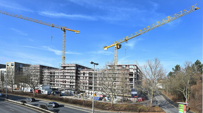 Bauarbeiter sind gefragt: Projekt »Blue Village« in Reutlingen. FOTO: PIETH