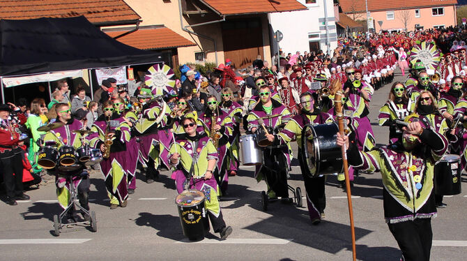 Das wird es in dieser Fasnetssaison garantiert nicht geben: einen Umzug der Großengstinger Narrenzunft.  FOTOS: LEIPPERT