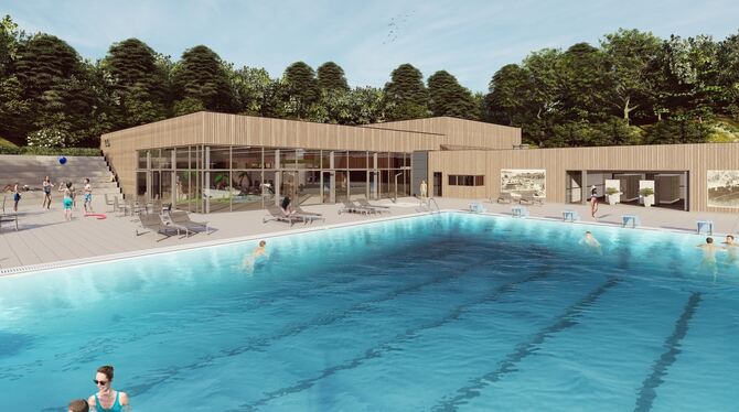 Die Stadt Münsingen möchte als Wohnort und Gewerbestandort attraktiv bleiben. Der Hallenbad-Neubau (links) am Freibad soll dazu Die Stadt Münsingen möchte als Wohnort und Gewerbestandort attraktiv bleiben. Der Hallenbad-Neubau (links) am Freibad soll dazu