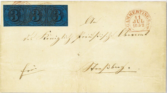 Ein legendärer Brief aus dem Jahr 1852, der von Gammertingen nach Straßberg gesandt wurde, wird jetzt versteigert.  FOTO: PRIVAT