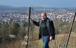 In schönster Panoramalage: Fast 30 Jahre lang hat Gerhard Henzler seinen Weinberg am Fuß der Achalm bewirtschaftet.  FOTOS: PIET
