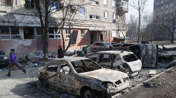 Kriegsflüchtlinge aus der Ukraine haben in ihrer Heimat Schreckliches erlebt – im Bild eine Szene aus dem zerstörten Mariupol. E
