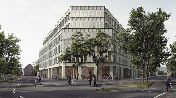 So wird der Neubau des Landratsamtes an der Stuttgarter Straße einmal aussehen. In dem modernen Gebäude sollen die aktuell noch