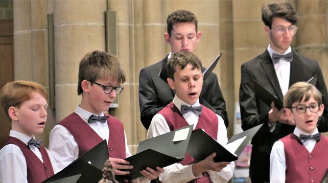 Die Capella Vocalis bei der Passionsmusik in der Marienkirche.  FOTO: KNAUER