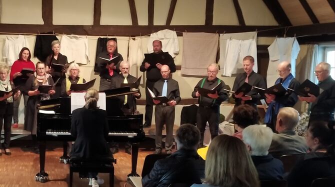 Der Chor des Sängerbunds Bernloch-Meidelstetten beim Frühjahrskonzert.  FOTO: SCHMID