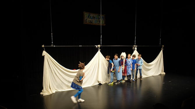 Der Kindertheaterclub setzte eine spannende Geschichte in Szene und begeisterte im Reutlinger Theater Die Tonne. FOTO: DÖRR
