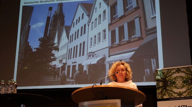 Baubürgermeisterin Angela Weiskopf sprach über Herausforderungen in der Reutlinger Innenstadt. FOTO: SPIESS