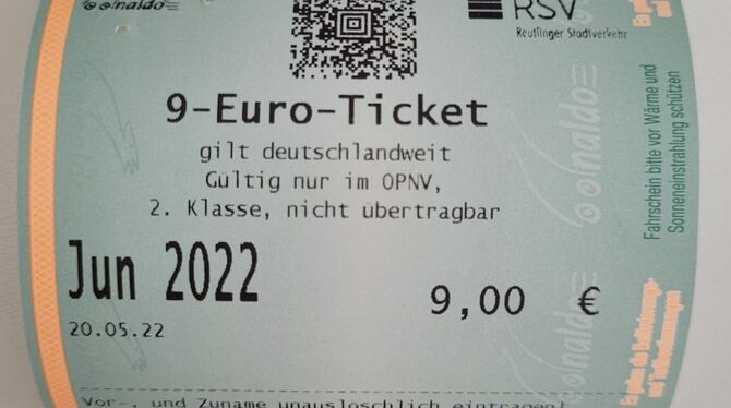 9-Euro-Ticket Reutlingen RSV