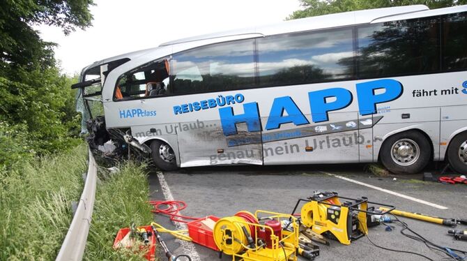 Reisebus-Unfall in Unterfranken