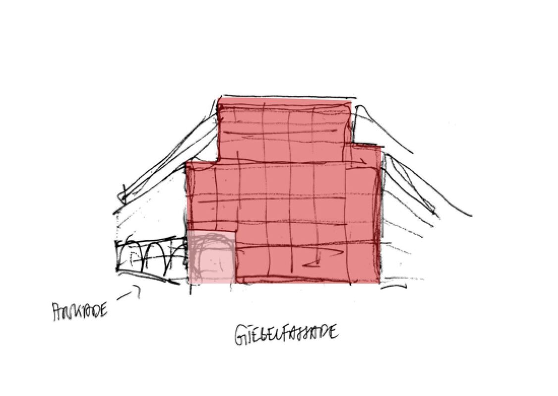 Konzeptskizze des Giebeldaches.