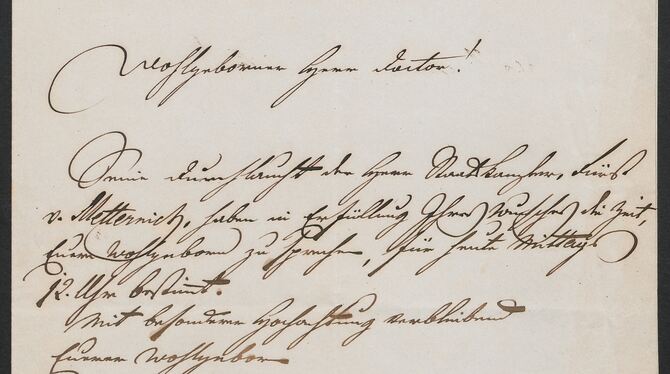 Die Einladung von 1844 belegt Lists letzte Reise in die Habsburgermonarchie – zwei Jahre vor seinem Tod.  FOTO: STADTARCHIV