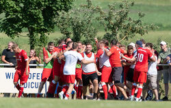 Grenzenloser Ofterdinger Jubel nach dem Tor zum 2:2 durch Werner Oelkuch. Der TSV ist durch das 4:2 nach Verlängerung gegen den