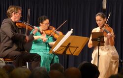 Ulrich Isfort, Annette Reisinger und Aida-Carmen Soanea (von links) vom Minguet-Quartett.  FOTO: KADEN