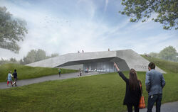 Das neue Keltenzentrum am Heidengraben nahe dem Burrenhof bei Hülben in einer optischen Präsentation der Architekten.  VISIUALIS
