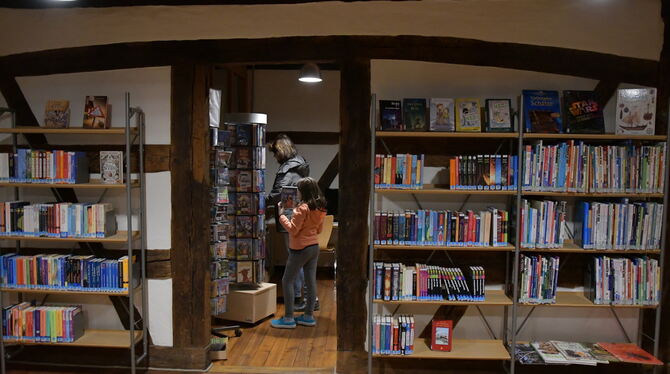 Beliebter Treffpunkt für Leseratten: Die Bücherei in Ofterdingen lockt Kinder und Erwachsene an.  FOTO: MEYER