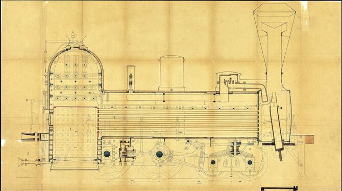 Die Konstruktionszeichnung einer Dampflokomotive ist nur eins von vielen interessanten Dokumenten, die Dorothee Sahm-Stotz zusam