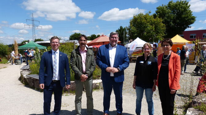 Bürgermeister Christoph Niesler, Geopark-Vorsitzender Ulrich Ruckh, Landrat Dr. Ulrich Fiedler, Geopark-Geschäftsführerin Sandra