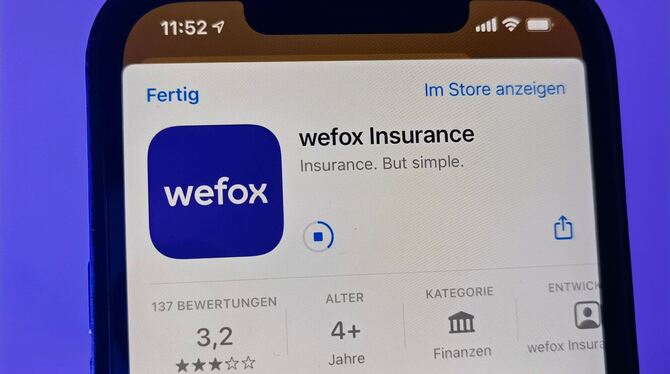 App des Versicherungsunternehmens Wefox