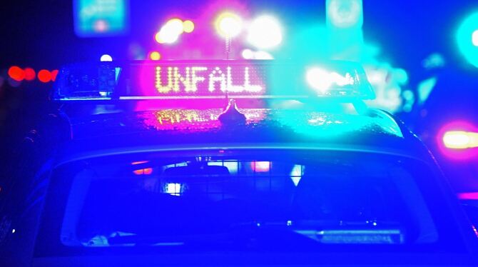 Ein Streifenwagen der Polizei steht an einer Unfallstelle Ein Streifenwagen der Polizei steht an einer Unfallstelle