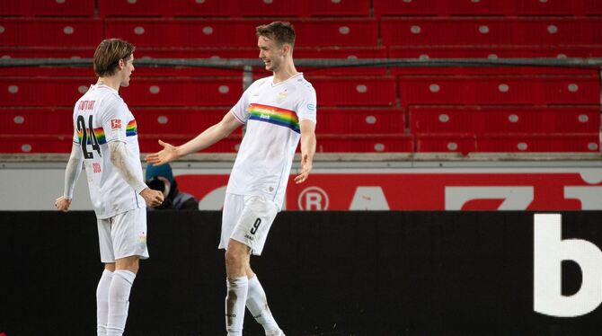 Borna Sosa und Sasa Kalajdzic vom VfB Stuttgart Borna Sosa und Sasa Kalajdzic vom VfB Stuttgart