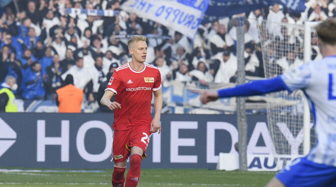 Timo Baumgartl von Union Berlin im April 2022 im Derby gegen Hertha BSC.