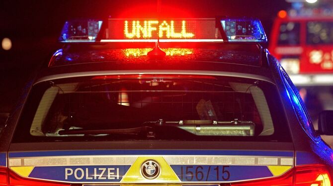 Ein Streifenwagen der Polizei steht an einer Unfallstelle