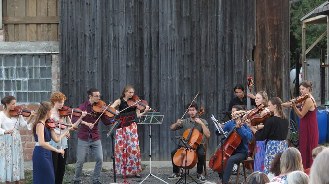 Das »Ensemble auf der Suche« spielte auf dem Bauernhof von Jörg Kautt.  FOTO: STRÖHLE