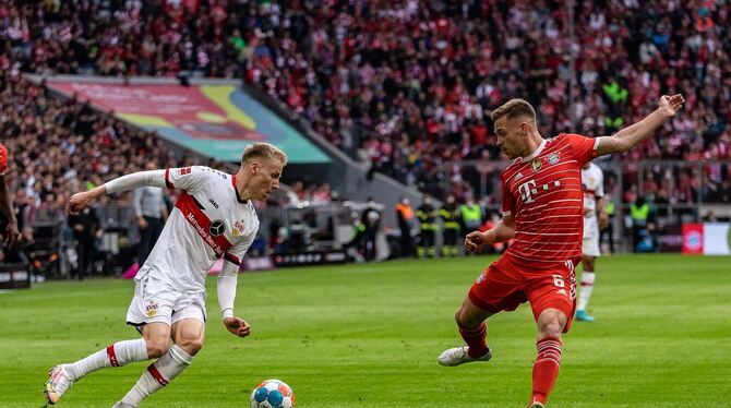 Der VfB Stuttgart könnte mit Chris Führich (links) gegen die Bayern auf mehr Speed setzen.  FOTO: BUERKE/EIBNER