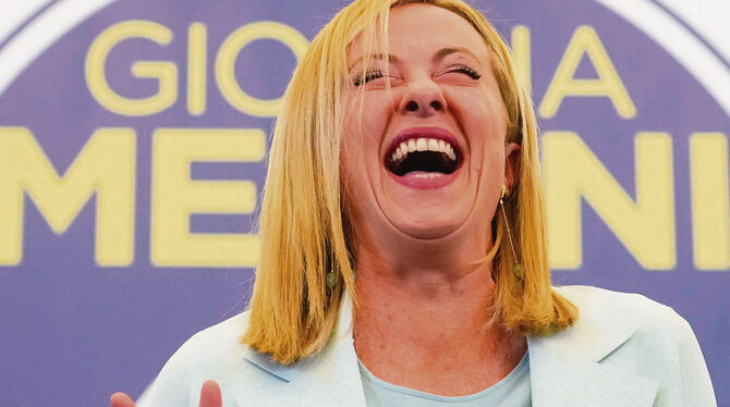 Strahlende Siegerin:  Giorgia Meloni, Vorsitzende der rechtsradikalen Partei Fratelli d’Italia, hat die Parlamentswahl in Italie