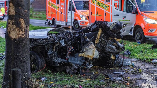 Auto prallt gegen Baum