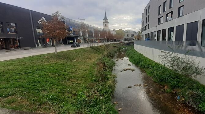 Endlich ist die Erms auch entlang der Ulmer Straße und am Lindenplatz wieder ein Fließgewässer. FOTO: PFISTERER