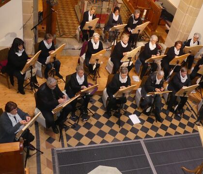 Zwanzig Veeh-Harfen erklangen beim Gottesdienst in der St.-Gallus-Kirche.  FOTO: PRIVAT