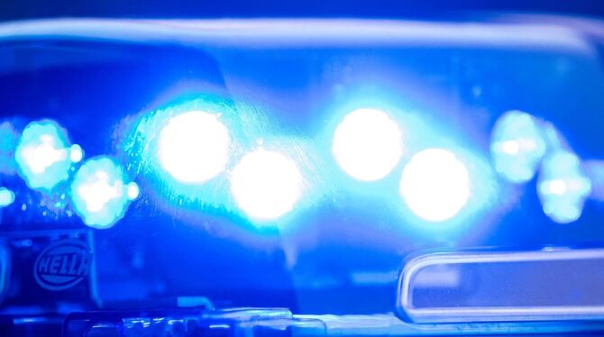 Ein Blaulicht leuchtet an einer Polizeistreife