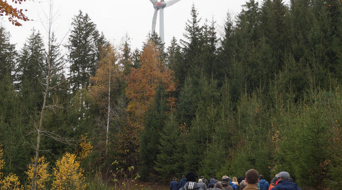 Engstinger Bürger informieren sich über den Windpark bei Gutach.  FOTO: WURSTER