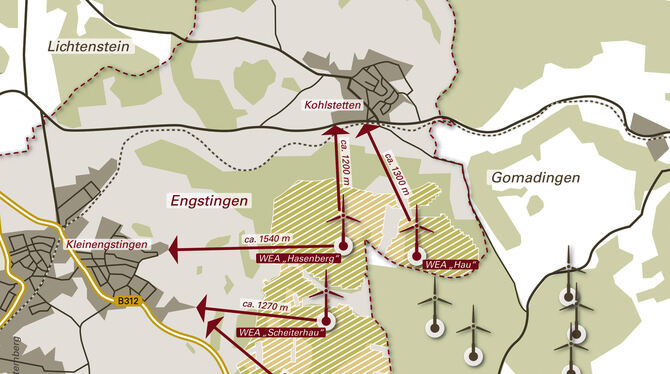 Mögliche Standorte zwischen Engstingen und Gomadingen.  QUELLE: ENERGIE-DIALOG