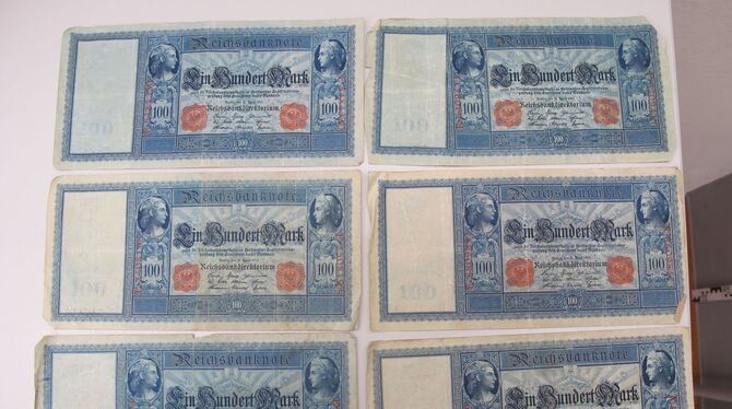 Sichergestellte Reichsbanknoten