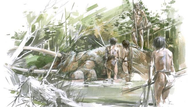 So könnte sich die Szene abgespielt haben, als Menschen den Kadaver des Elefanten vor 300 000 Jahren im heutigen Schöningen entd