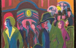 Ernst Ludwig Kirchners Gemälde »Straße mit Passanten bei Nachtbeleuchtung« von 1926/27, zu sehen in der Ausstellung »Street Life