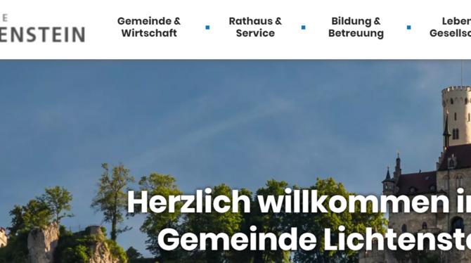 So sieht die Startseite der neugestalteten Homepage der Gemeinde Lichtenstein aus.