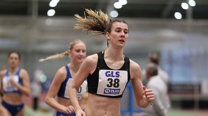 Läuft dem Hallen-DM-Titel der Altersklasse U 20 entgegen: Sandrina Sprengel von der LG Steinlach-Zollern.  FOTO: GÖRLITZ