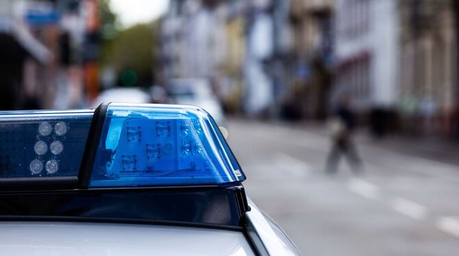 Ein Einsatzfahrzeug der Polizei steht am Straßenrand