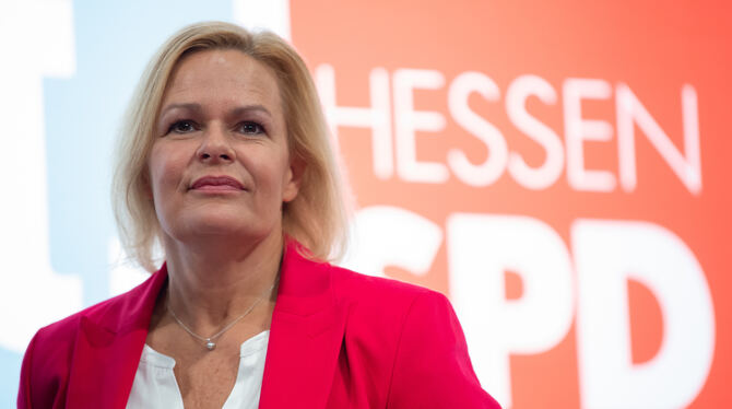 Innenministerin Nancy Faeser tritt bei der hessischen Landtagswahl im Herbst als SPD-Spitzenkandidatin an.  FOTO: PFÖRTNER/DPA