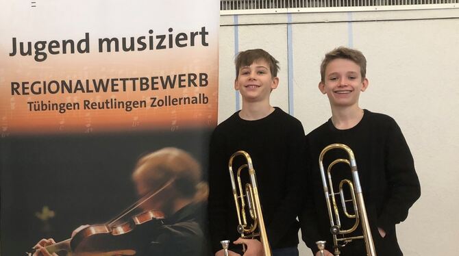 Jan Riehle und Anton Silber aus Tübingen haben sich in der Wertung »Kammermusik für Blechblasinstrumente« für den Landeswettbewe
