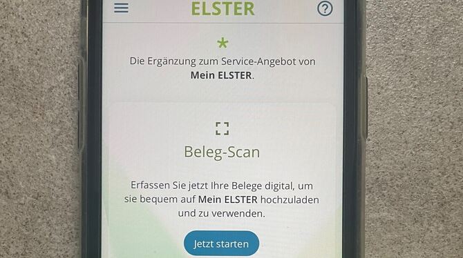 So sieht die Startseite der App »Mein Elster +« auf dem Smartphone aus. FOTO: KIEFHABER