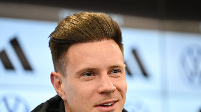 Marc-André ter Stegen bei der Pressekonferenz auf dem DFB-Campus.  FOTO: DEDERT/DPA