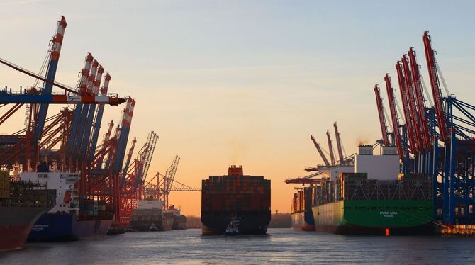 Containerschiffe im Hafen Hamburg
