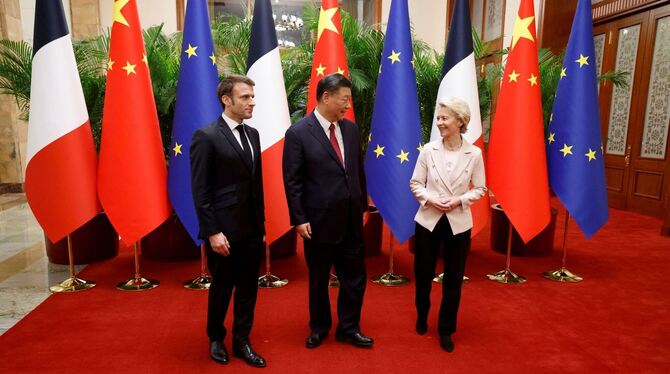 Macron und von der Leyen in China