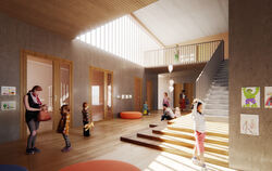 Hell und mit viel Holz gestaltet werden soll der Neubau des St. Raphael Kindergartens.