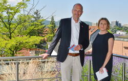 Pressesprecherin Sonja Madeja und Hauptgeschäftsführer Joachim Eisert von der Handwerkskammer Reutlingen. FOTO: MEYER